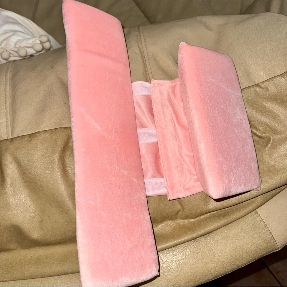 Pink Velvet Armrest Cushion Set